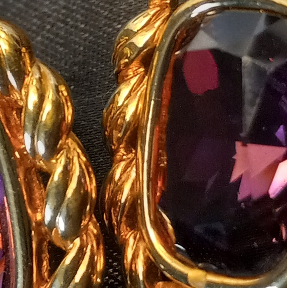 Purple and Gold Post Earrings - Picture 9 of 11